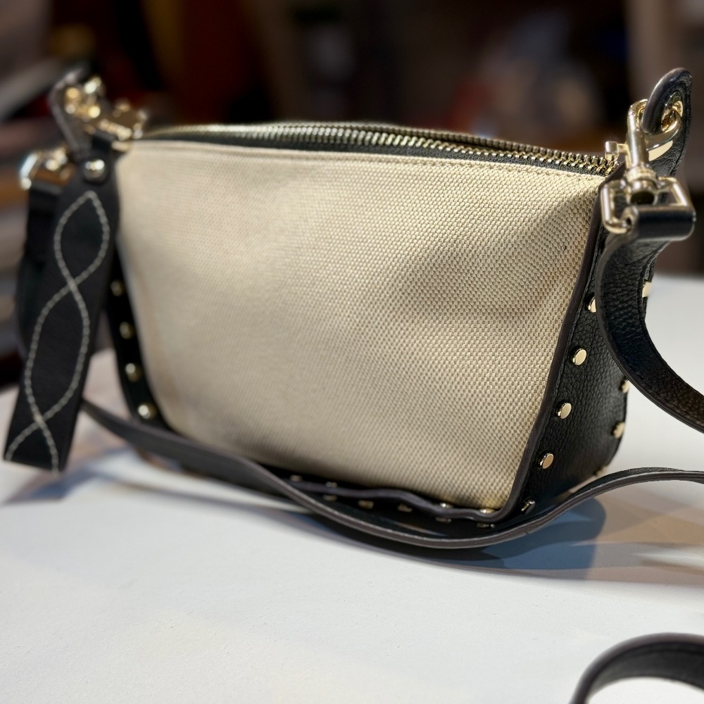 Aimee Kestenberg Hamilton- Leather Canvas Crescent Crossbody bag